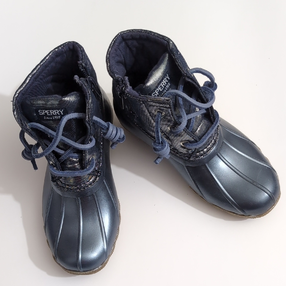 Sperry Kids Metallic Navy Boots